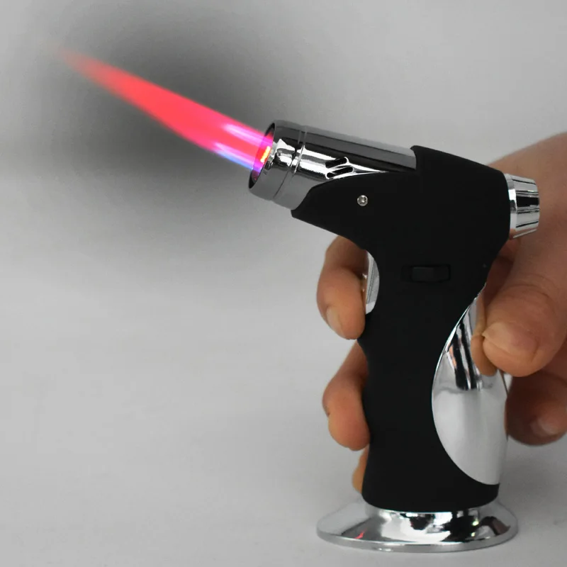 

4 Jet Cyclone Torch Windproof Cigar Lighter gas fuel Cigar Smoking Lighter Built-in Cigar Punch Fire Flame Table Cigars Lighters