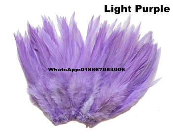 

Natural feathers! 5pcs/lot 4-6'' /10-15cm Light purple Color Rooster Saddle Cape Chicken Feathers For Wedding Decoration