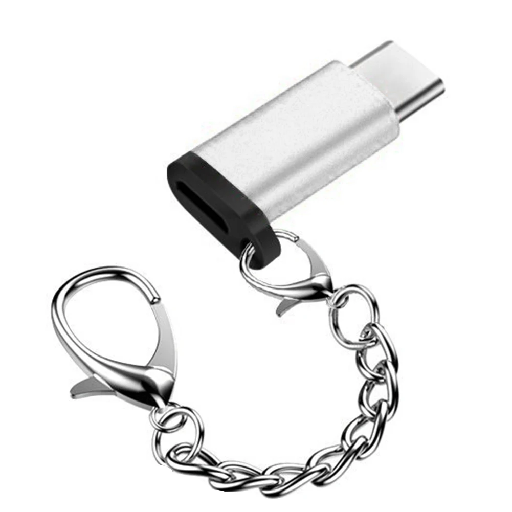 

Portable Micro USB To Type-c Anti-lost Fast Charge With Keychain Aluminum Alloy Data Sync Adapter For Samsung S8