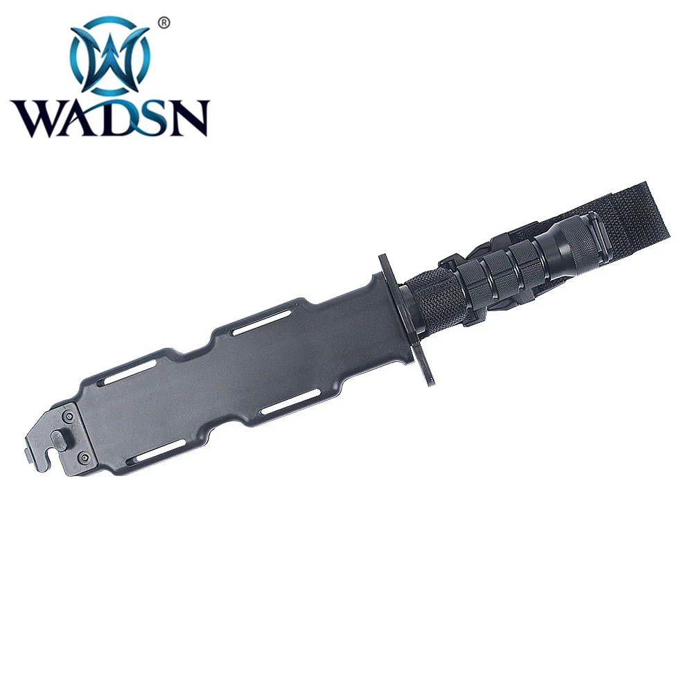 WADSN Тактический тренировочный кинжал M9 штык с пластиковой кобурой резиновый нож моделирование косплей игрушки аксессуары - Цвет: BK