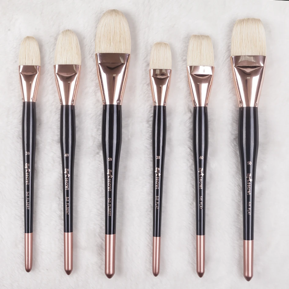 545 high quality wooden handle hog bristle art brush paint artistic