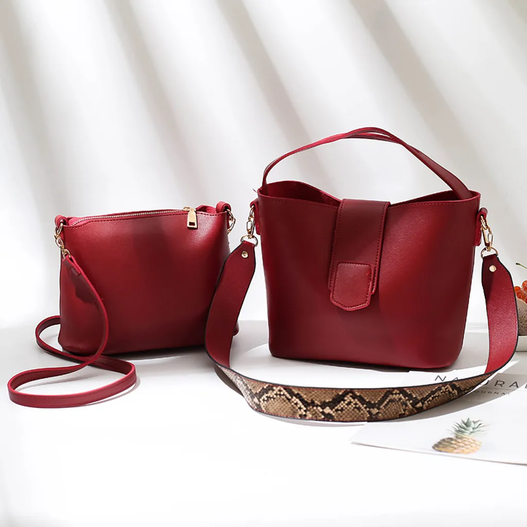 OCARDIAN женская сумка высокого качества, одноцветная кожаная сумка, сумка-тоут, кошелек, модная, змеиная, композитная сумка, сумочка, Прямая поставка a12 - Цвет: Red