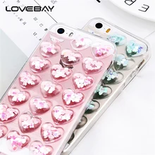 Lovebay Glitter Bling For iPhone X 6 6s 7 8 Plus 5 5s SE Phone Case Fashion Cute Cartoon 3D Love Heart Clear Soft TPU Phone Case