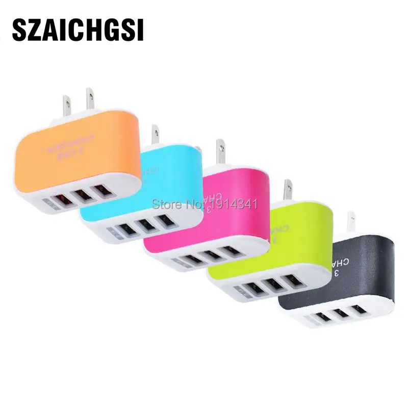 

SZAICHGSI 3 usb Port 5V 3.1A US Plug good USB Travel Wall Charger for iphone 7 6 5 Samsung Mobile Phone Adapter wholesale 50pcs