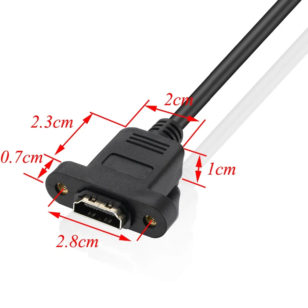Позолоченный Удлинительный кабель HDMI штекер гнездо с винтовой панелью крепление
