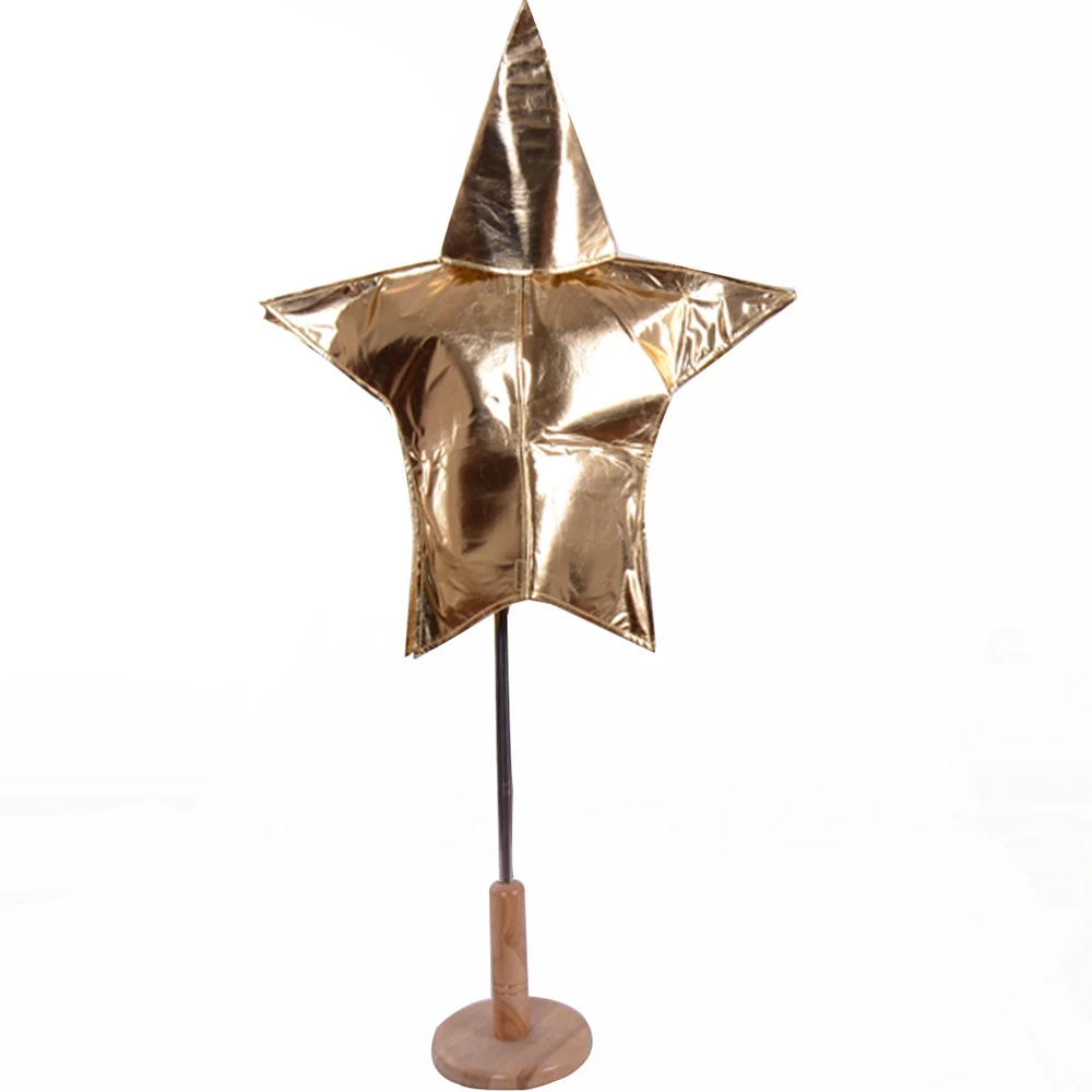 Kids Gold Star Costume Fancy Dress Gold Children Five Point Star Outfit Boys Girls Nativity Christmas Party Costume One Size