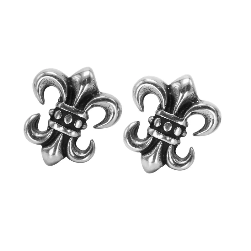 

2pcs fashion men's stud earrings ear studs plugs stainless steel 12X13mm antique silver anti-allergic pendientes brincos for boy