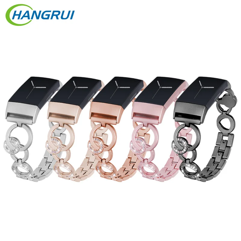 

Hangrui Fitbit Charge 3 Band Stainless Steel Strap For Fitbit Charge 3 Fitness Bracelet Jewelry Wristband For Women Ladies Girls