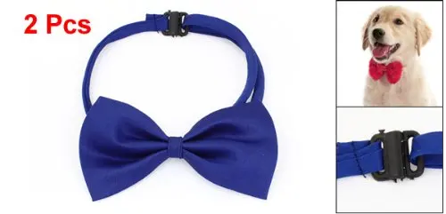 

Hot 2PCS Adjustable Dog Polyester Collar Bowtie Royal Blue