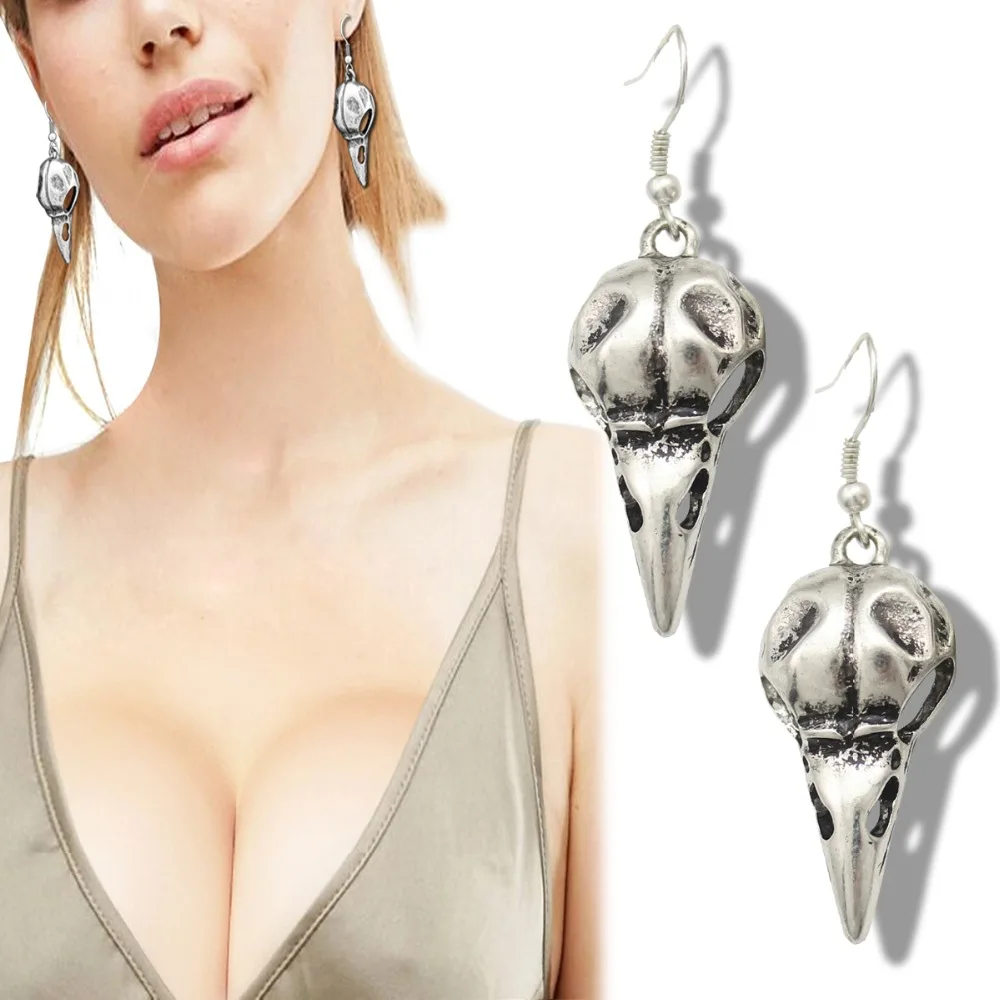 

Vintage Magpie Crow Raven Skull Death Devil Bird Gothic Drop Dangle Earrings For Women Punk Steampunk Jewelry Oorbellen brincos