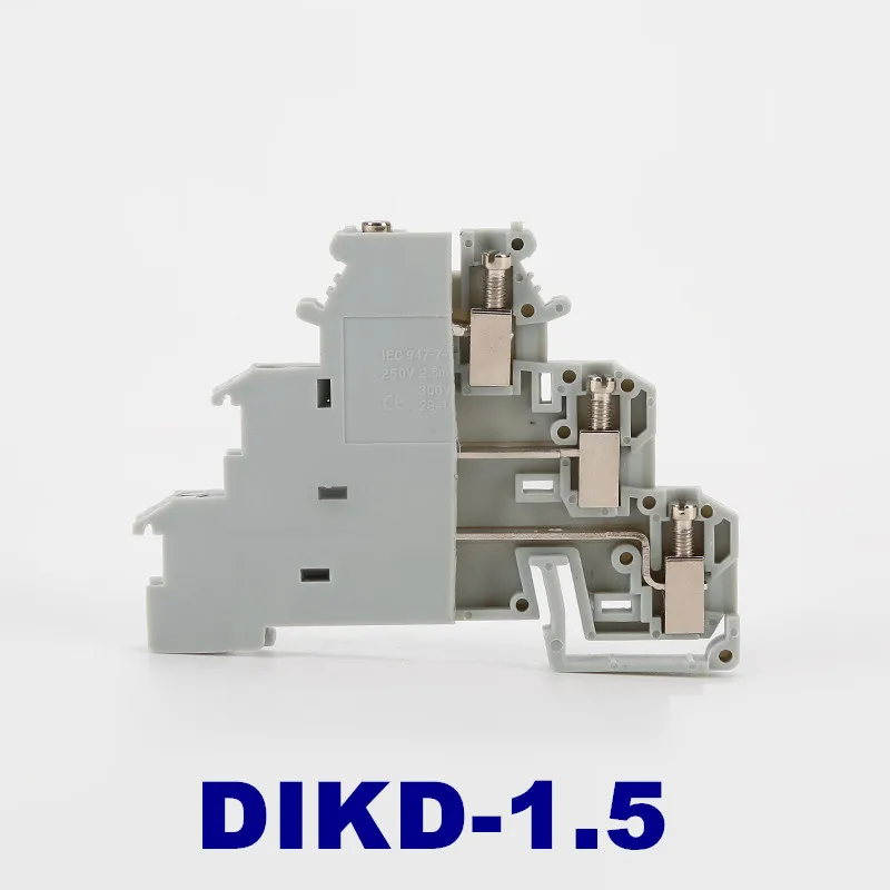 

10 pcs DIKD-1.5 DIN Rail Three Layer Triple Level Sensor Actuator Terminal Blocks 0.2-2.5mm DIKD1.5 Sensor/actuator terminal