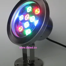 Подходит к dmx IP68 9 Вт RGB подводный светодиодный светильник, светодиодный светильник для бассейна, DS-10-6-9W, работающего на постоянном токе 12 В, нержавеющая сталь, хорошее качество, гарантия 2 года