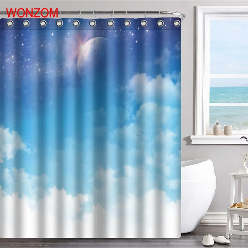 Занавески для душа WONZOM Blue Sky 12 крючков декор ванной комнаты современный пейзаж