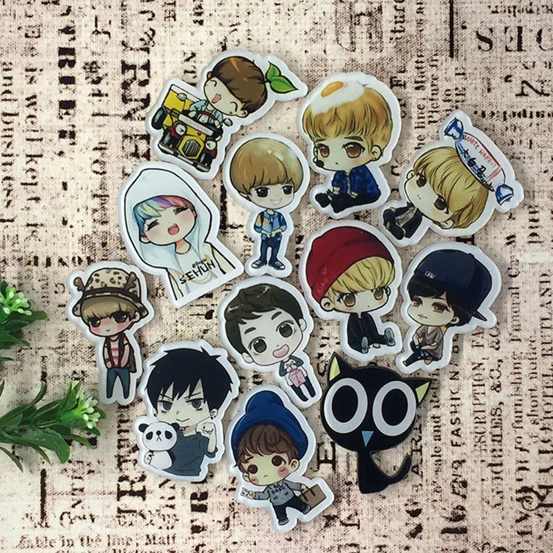 10 шт./компл. звезда KPOP EXO CHEN SUHO KAI LUHAN XIUMIN BAEKHYUN акриловая брошь популярный значок