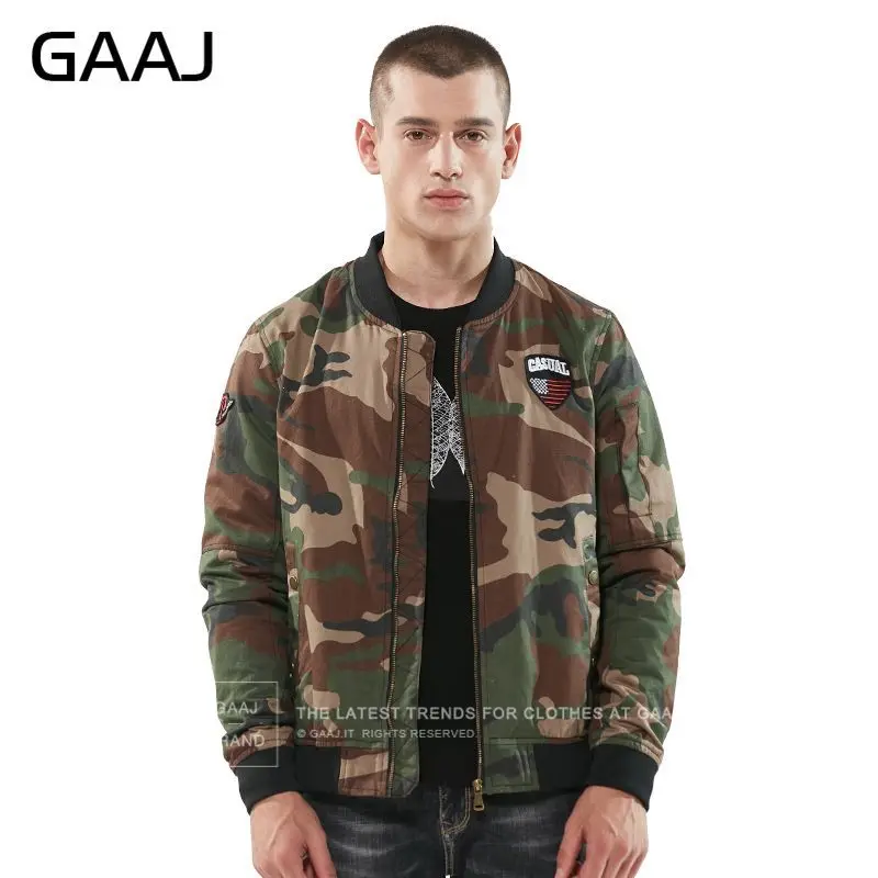 Мужская камуфляжная куртка GAAJ Повседневная бомбер с вышивкой ветровка # GA7XP|designer