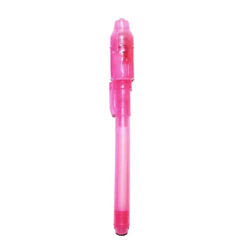 Светящийся светильник с большой головкой, Невидимая ручка с чернилами, 2 в 1, УФ-светильник для проверки денег, для детей, для рисования, для секретного обучения, Обучающие волшебные ручки - Color: Pink