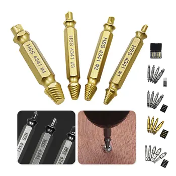 

Speed High Black 4pcs Out Bits Set Bolt Speed Extractor Guide Screw Silver Drill Alloy Steel Out Bits Set Bolt Speed Extractor