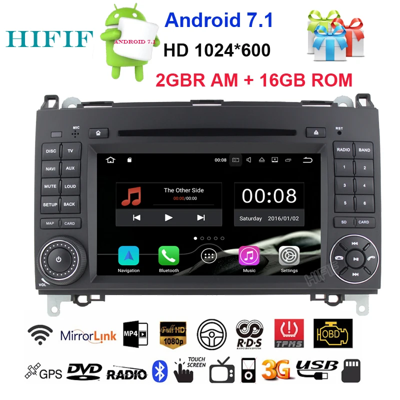 Top HIFIF Two Din 7 Inch Android CarDVD Player For Mercedes/Benz/Sprinter/W209/W169Viano/Vito/B200/A160 Wifi GPS Navigation Radio FM 0