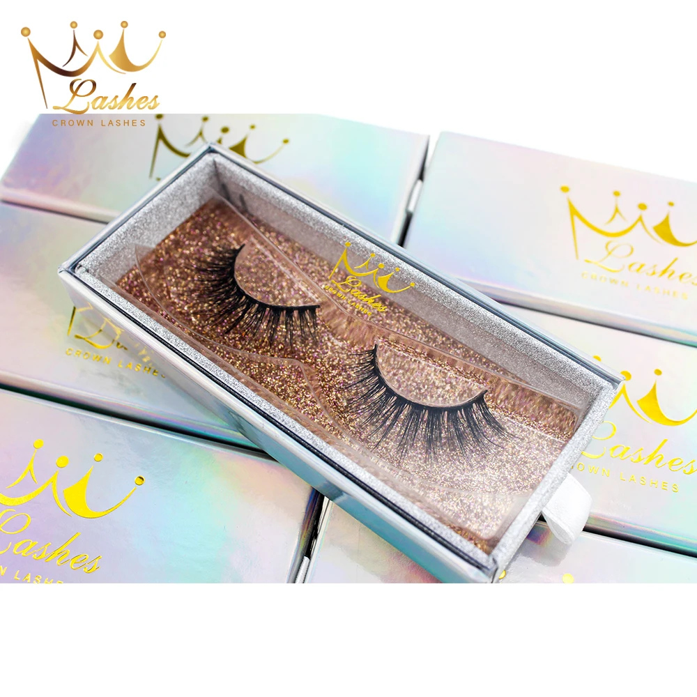 

Crown Lashes makeup fake eyelashes 100% hand made faux mink silk false eyelashes custom lables and boxes
