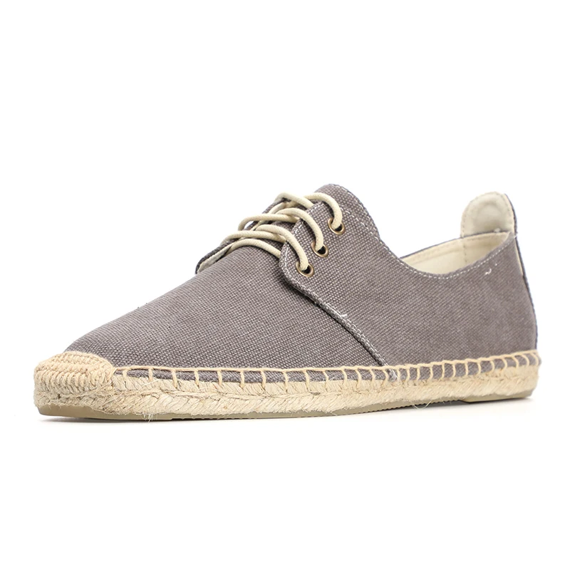 

2019 men canvas sneakers, breathable flat causal espadrilles sneaker in grey color