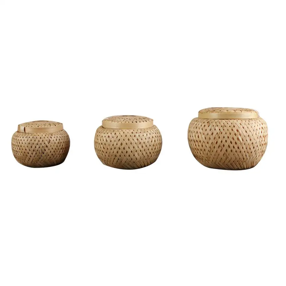

Storage Basket Mini Tea Cans Tea Storage Box Bamboo Woven Storage Baskets Breathable Practical Storage Wupplies Wholesale