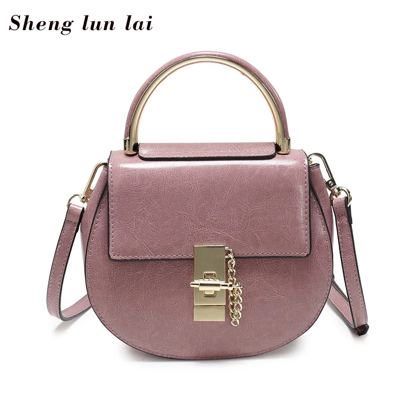

Sheng lun lai Luxury Brand Bag Fashion Saddle Bag Woman Cowhide Genuine Leather Shoulder Bag High Quality leather crossbody bags