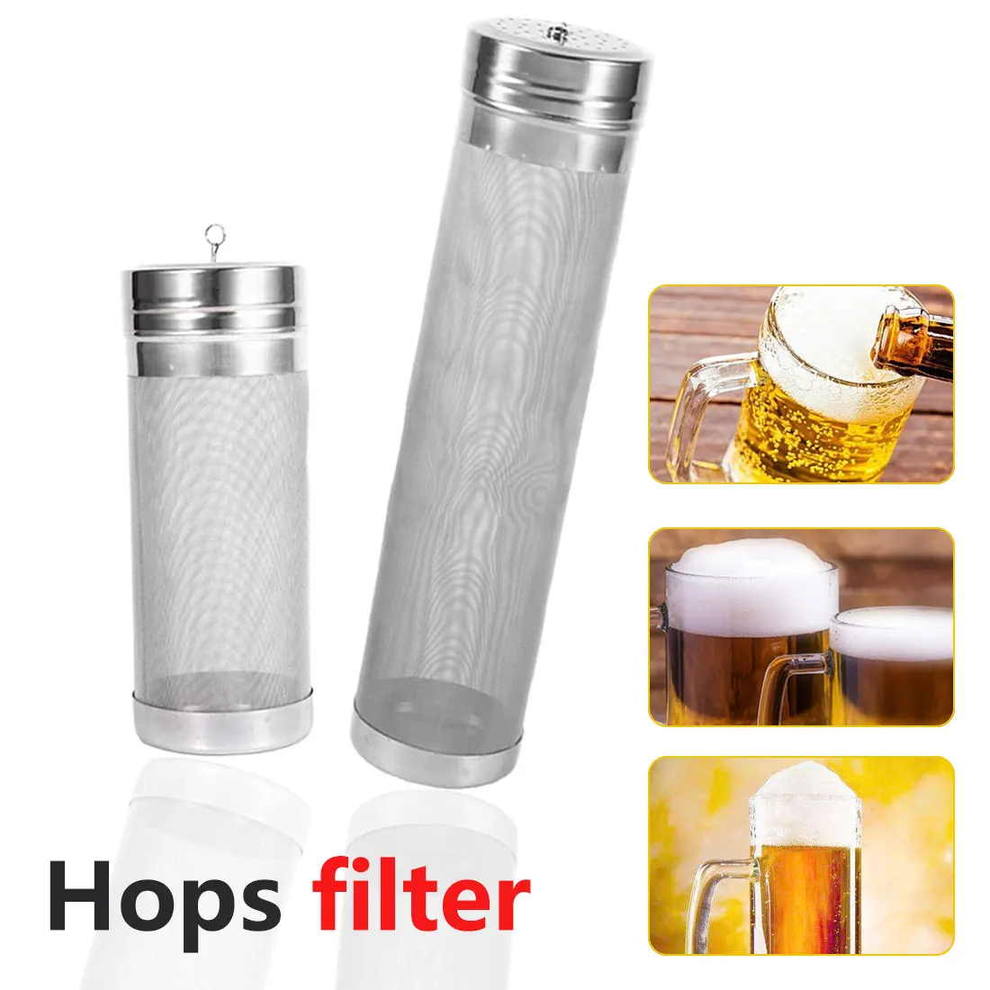 

300 Micron Stainless Steel Homebrew Brew BeerHop filter Strainer With Hook Reusable Beer Brewing Bar Accessories 7x18cm /7x29cm