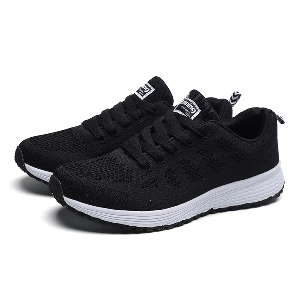 Sneakers Women Sport Shoes Lace-Up Beginner Rubber Fashion Mesh Round Cross Straps Flat Sneakers Running Shoes Casual Shoes