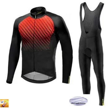 

2019 MAVIC Team Ciclismo MTB Bike Cycle Cycling Jersey Set 16D Pad Sportswear Winter Fleece Pro Team Long Sleeve Cycling Clothes