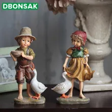 Садовое украшение для улицы, украшение для девочки и мальчика, скульптура, садовый художественный персонаж из смолы, фигурка животного, вилла, дом, декор для двора