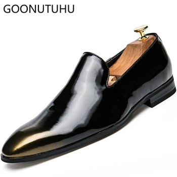 

2019 new fashion men's shoes casual leather loafers male black slip on shoe man flat comfortable driving shoes for mren hot sale