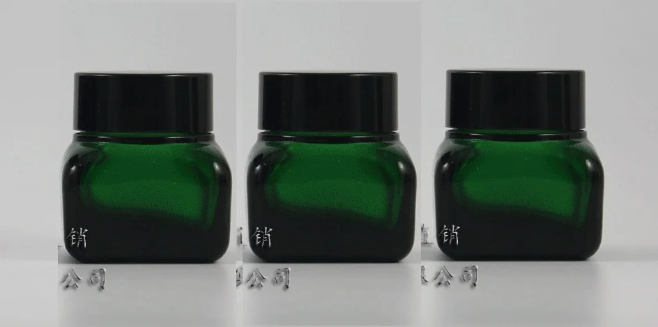 Download 30pcs empty 15g dark green square glass cream jar with black lid, empty 15 g mini glass cosmetic ...