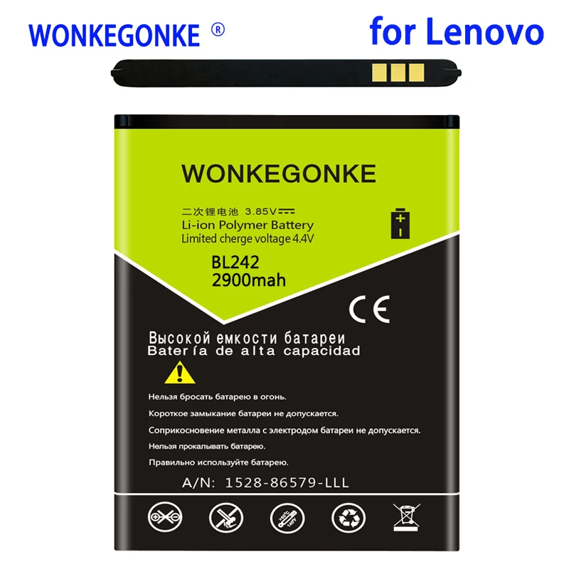 Аккумулятор WONKEGONKE BL242 2900 мАч для Lenovo Lemeng A6000 K3 батарея аккумулятора аккумулятор |
