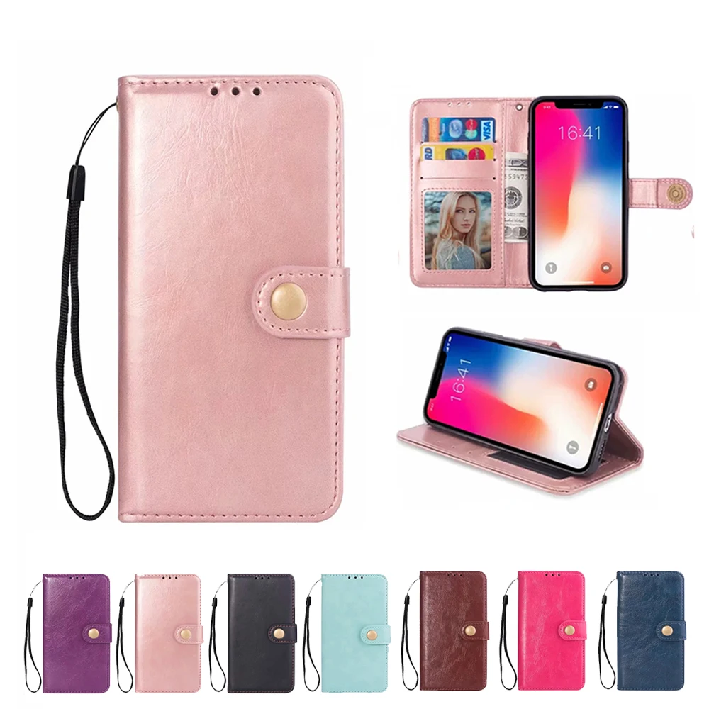 

Hxairt Mobile Phone Case Leather Flip Case For iPhone 6 6S 7 8 Plus X with Stand Wallet Card Slot Back Cover