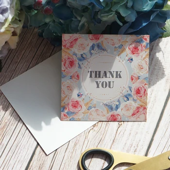 

multi-use 50pcs Mini thank you Card light pink flower style asgift message cards valentine wedding birthday party invitation