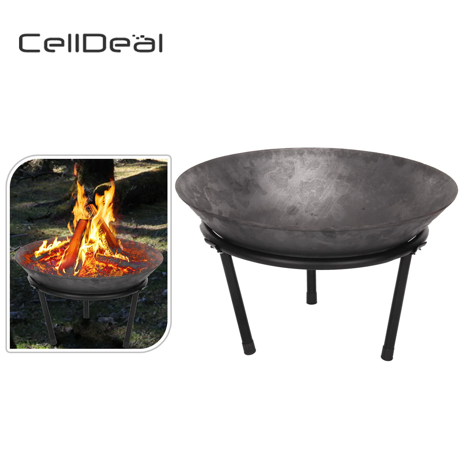 

CellDeal Fire Pit Cast Iron Fire Bowl Bbq Garden Outdoor Ambience Hk Fireplace