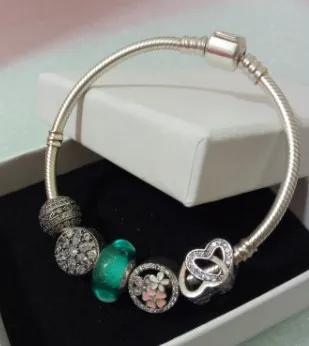 

High Quality 925 Sterling Silver with Beads Charm Chain Link Bracelet & Bangle Original Authentic Jewelry Gift for Women