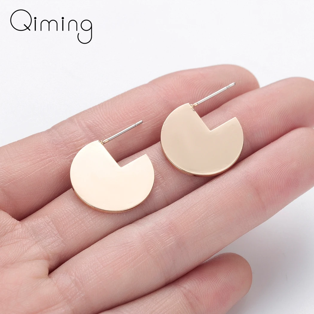 Панковские европейские серьги-гвоздики диски из нержавеющей стали для девочек, геометрические, металлические, простые, вырезанные