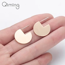 Панковские европейские серьги-гвоздики диски из нержавеющей стали для девочек, геометрические, металлические, простые, вырезанные