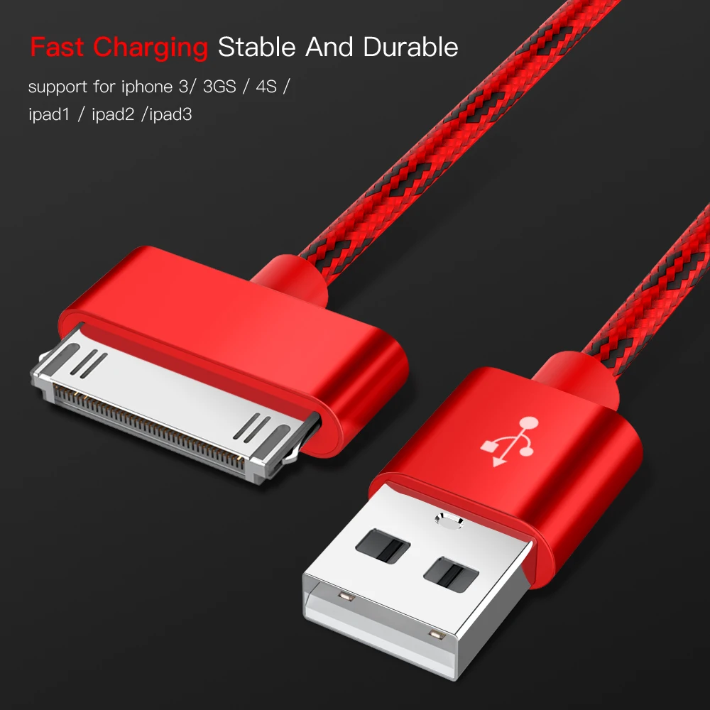  Für iphone 4 USB Ladegerät Kabel 30 pin 2.4A Geflochtene Nylon Premium USB Daten Sync Ladekabel für