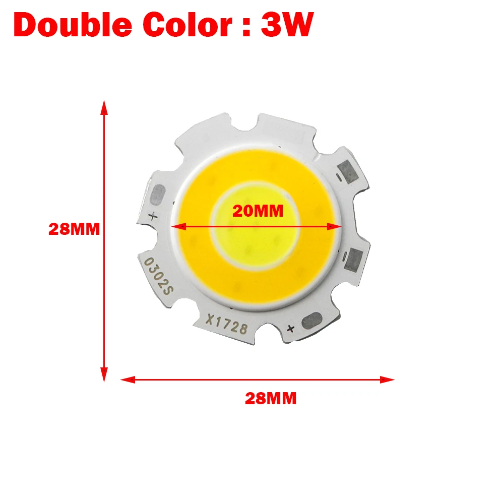 10 шт. 28 мм двойной цвет 3000-6500K Диммируемый круглый светодиодный COB Чип-светильник Модуль источника 3 Вт 5 Вт 7 Вт 10 Вт COB светодиодный светильник Точечный светильник лампа