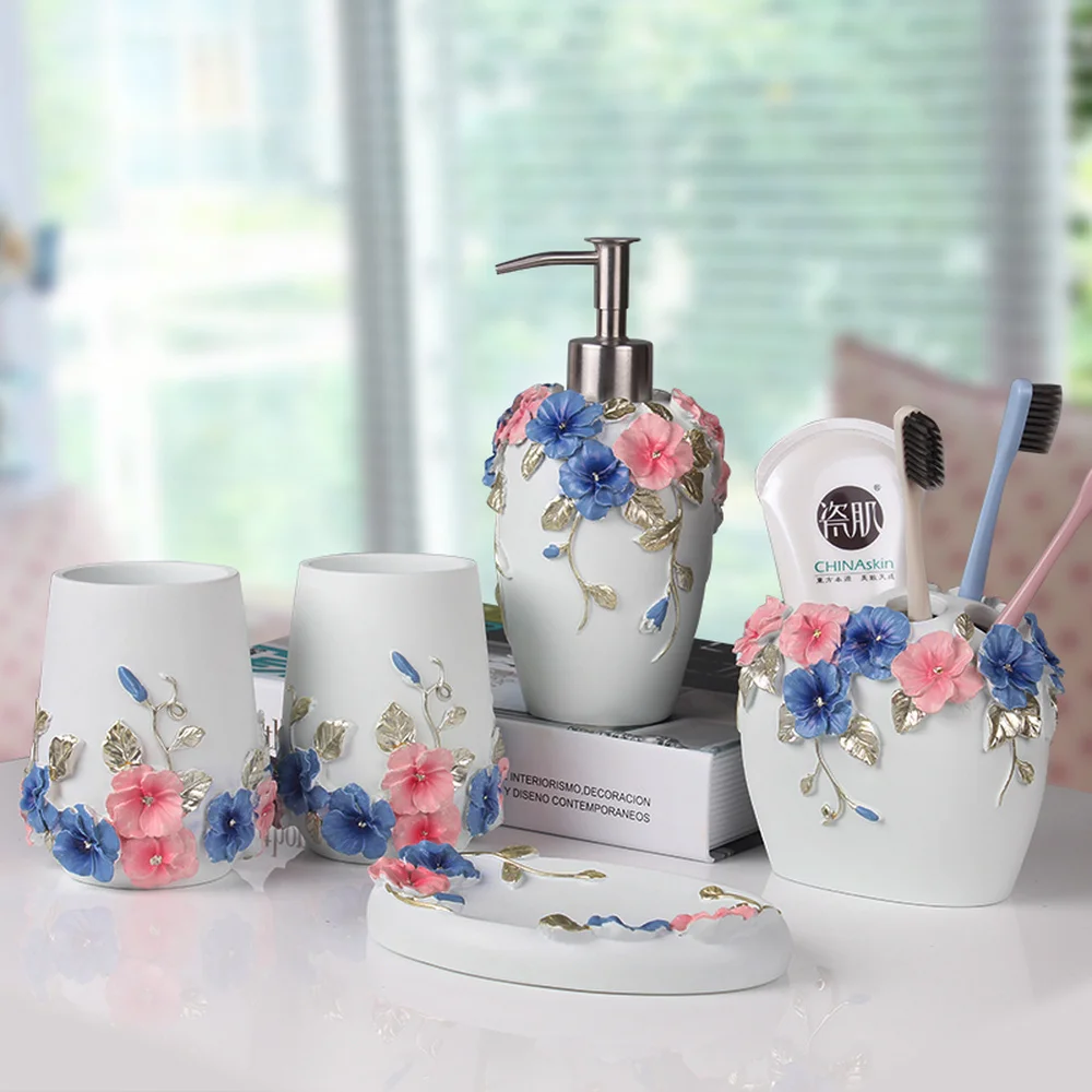 

Bathroom five-piece bathroom toiletries wash suit wash cup brush teeth mug romantic wedding gift housewarming LO723533