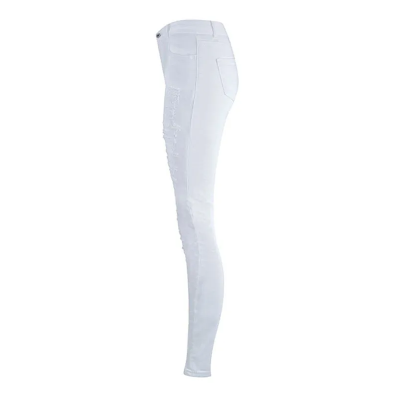брюки женские рваные джинсы с высокой талией штаны шаровары тонкие джинсы женские большие размеры одежда для женщин белые джинсы с дырками