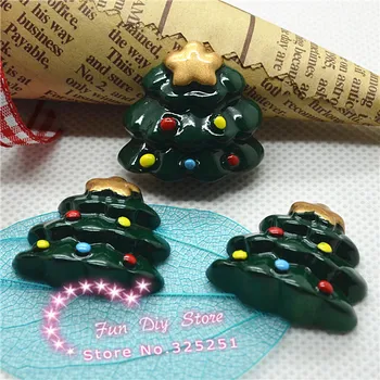 

25*26mm 50pcs/lot resin Christmas tree flat back cabochon for ornament