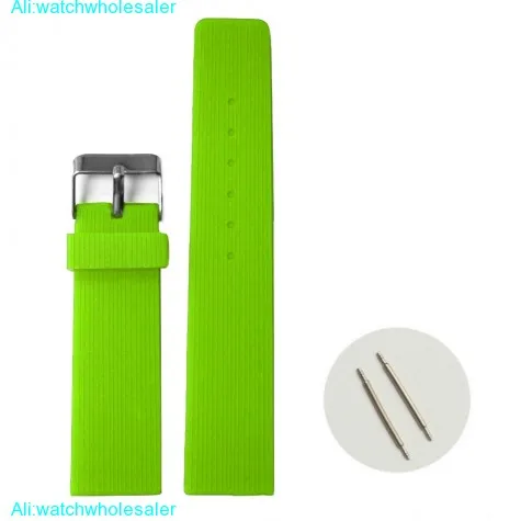 22mm Neon Green Color Silicone Jelly Rubber Ladies Watch Band Straps WB1071L22JB