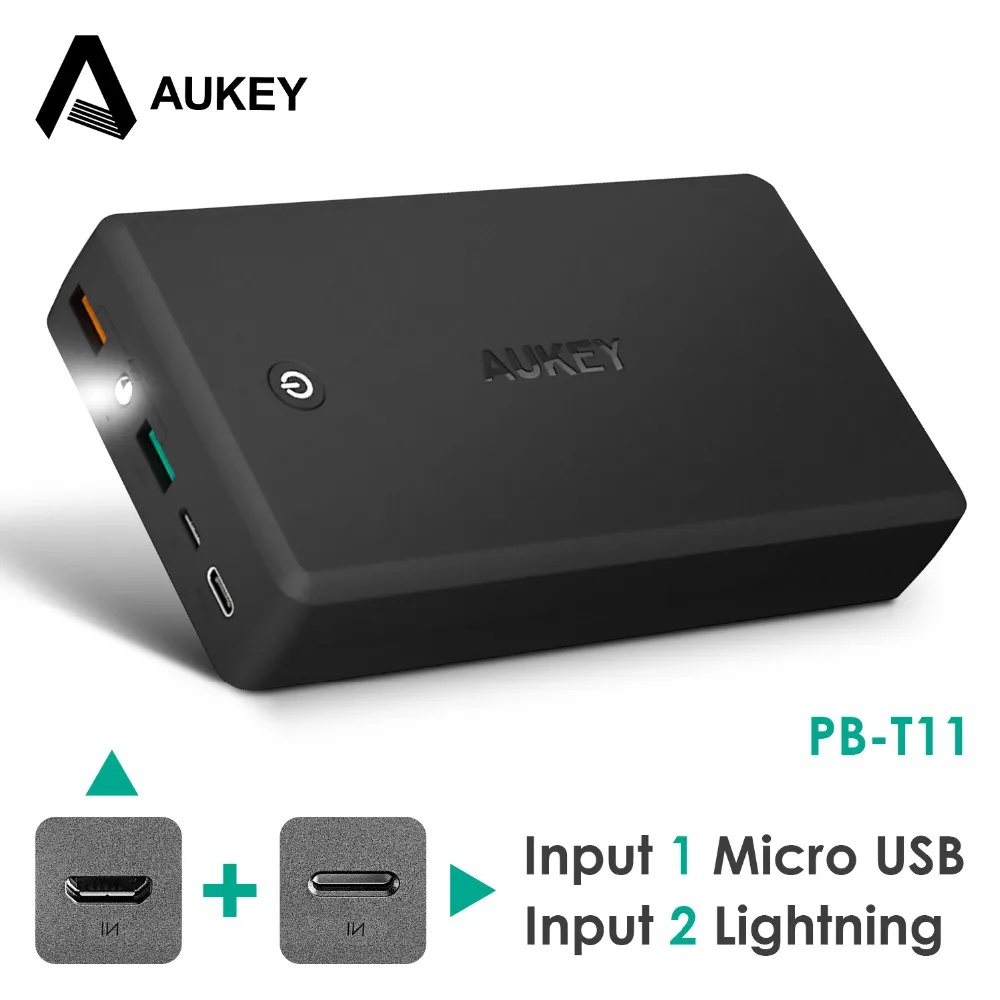 AUKEY 30000mAh Quick Charger Power Bank QC 3.0 Portable