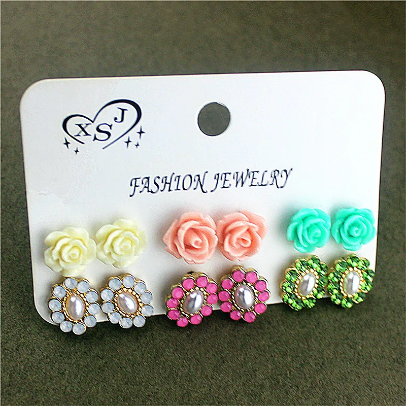 6 pairs/set popular women's jewelry wholesale girls birthday party beautiful earrings