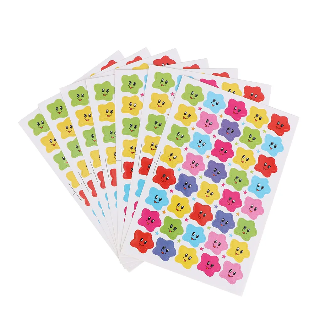 

400pcs=10 sheets Smile Face Star Sticker Cute Teacher Reward Label Creative Diary Sticker DIY Children Reward Sticker