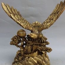 2" Китайский Бронзовый Great Wall Fly Аравия Hawk Орел Птица Открыть Парики Скульптура