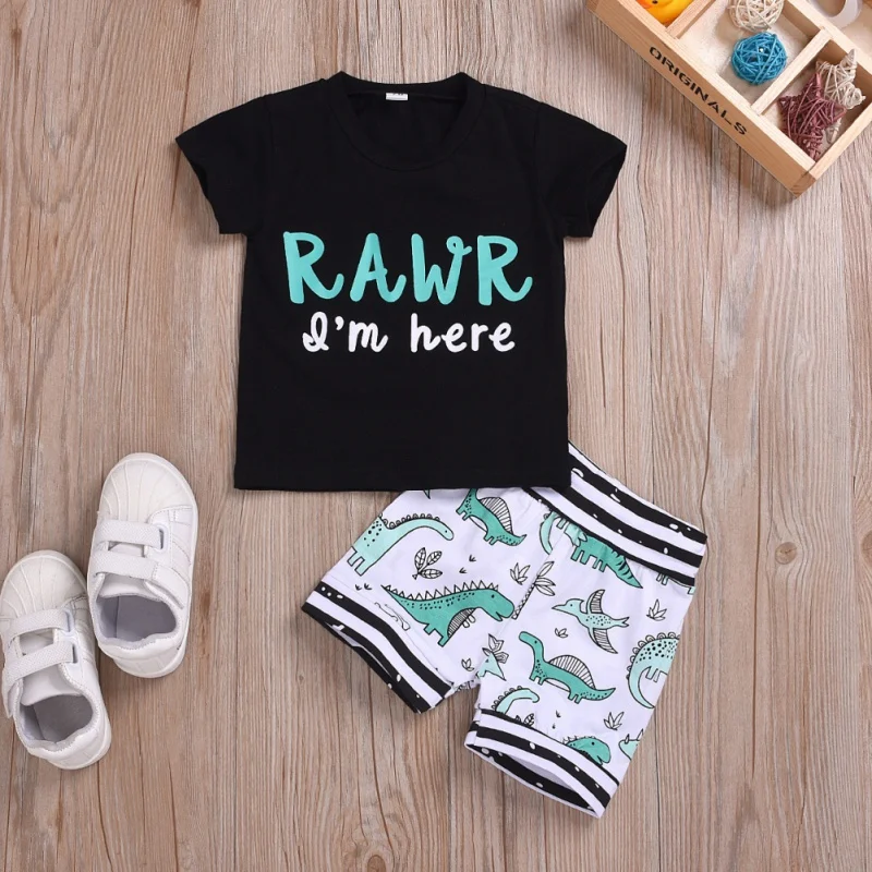

Newborn Baby Boy Clothes Set Letter Cotton T-shirt + Shorts Pants 2pcs Summer Infant Toddle Clothing Outfit 0-24M